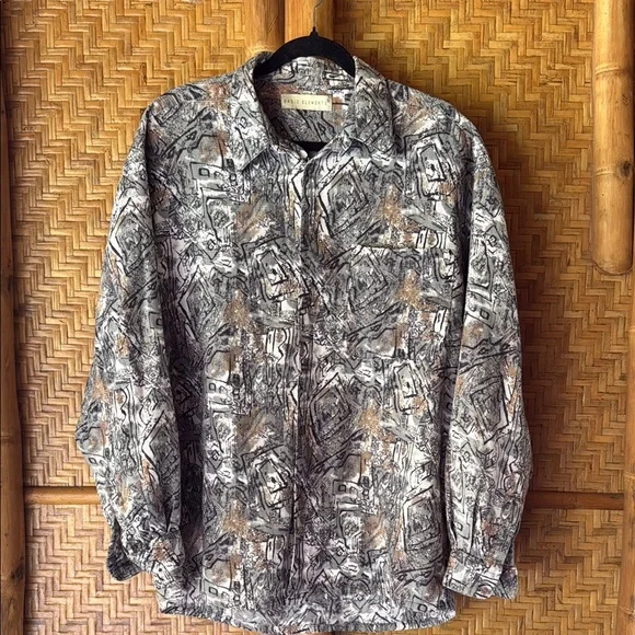 Vintage 90s Basic elements long sleeve abstract art button down shirt - Picture 1 of 10